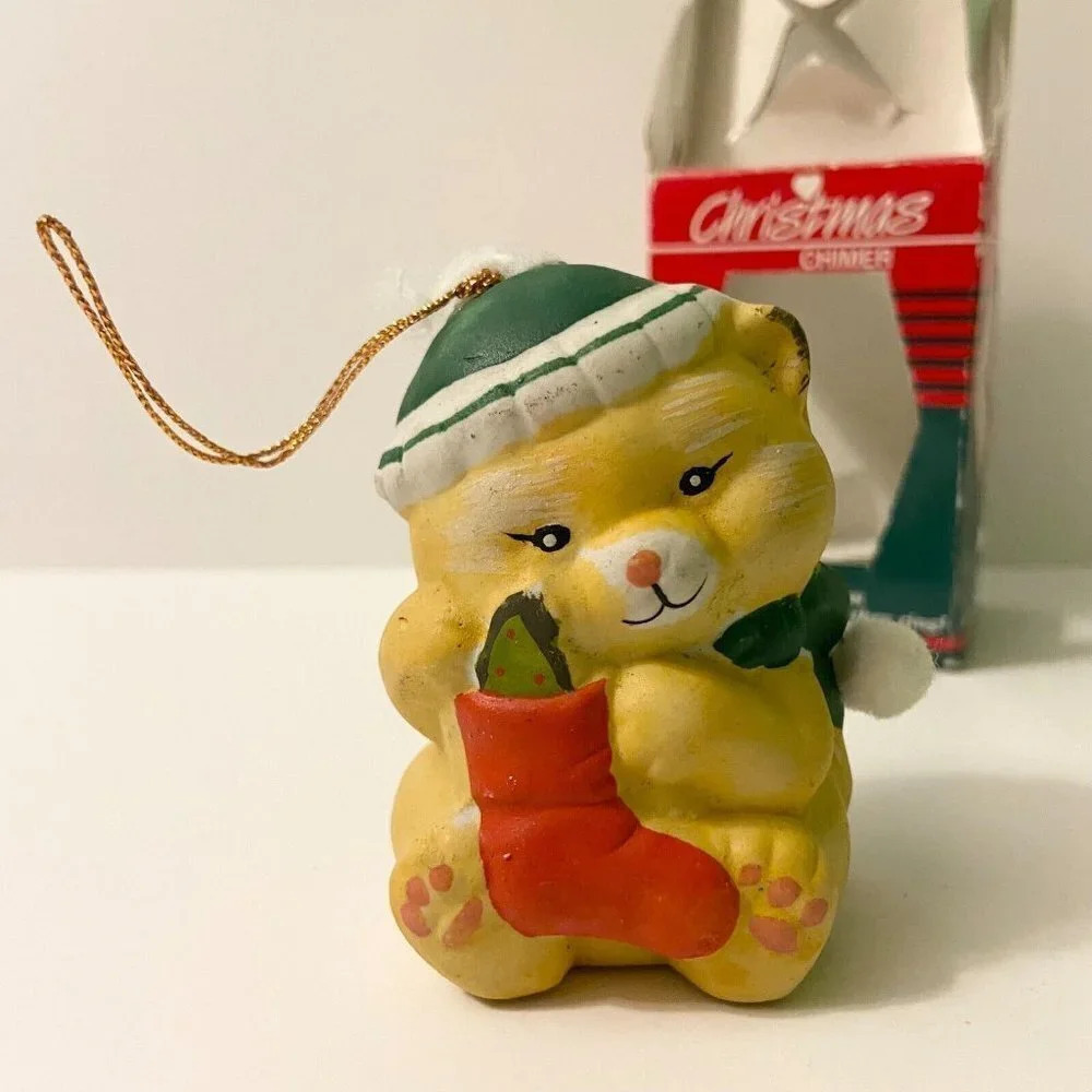 Christmas Chimer Bisque Porcelain Ornament Lisas Creations Bear Chimer